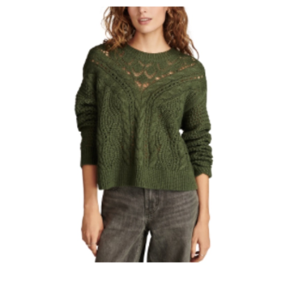 Lucky Brand Olive Cable Knit Sweater